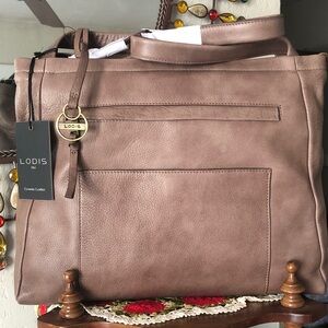 NWT LODIS Genuine Leather Laurel Shoulder Handbag/Tote